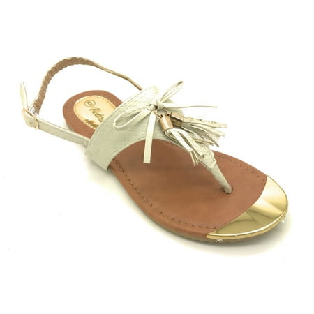 Victoria K Tassels Gold Tip Thong Sandal