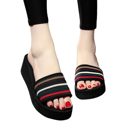 ZHAGHMIN Striped Slippers Women for Summer No-Slip Fabric Upper Heels Shoes Sandals Soft Platform Sole Ladies Beach Shoes Flip Flops Grey Size8
ZHAGHMIN Striped Slippers Women for Summer No-Slip Fabric Upper Heels Shoes Sandals Soft Platform Sole Ladies Beach Shoes Flip Flops Grey Size8