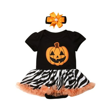 Halloween Toddler Baby Girl Pumpkin Short Sleeve Romper Striped Tutu Dress with Headband Outfits Sets
Halloween Toddler Baby Girl Pumpkin Short Sleeve Romper Striped Tutu Dress with Headband Outfits Sets