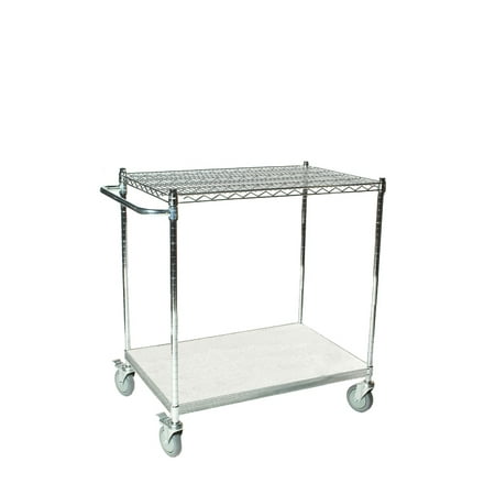 18 Deep x 60 Wide x 39 High 2 Tier Chrome Shelf Cart with 1 Wire Shelf & 1 Solid Shelf
18 Deep x 60 Wide x 39 High 2 Tier Chrome Shelf Cart with 1 Wire Shelf & 1 Solid Shelf