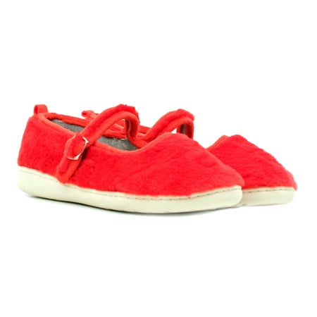 Luckers Women s Fuzzy Mary Jane Slipper Boot In Red