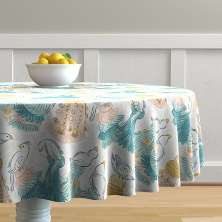 Cotton Sateen Tablecloth 70 Round - Cottagecore Tassels Baby Blue Blush Coral Elegant Wildlife New Romanticism Print Custom Table Linens by Spoonflower
Cotton Sateen Tablecloth 70 Round - Cottagecore Tassels Baby Blue Blush Coral Elegant Wildlife New Romanticism Print Custom Table Linens by Spoonflower