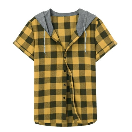 Shirts For Men Tops Spring Summer Casual Sports Check Bra Rope Button Hooded Short Sleeved Shirt
Shirts For Men Tops Spring Summer Casual Sports Check Bra Rope Button Hooded Short Sleeved Shirt