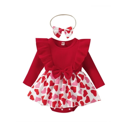 Binpure Baby Girls Valentine’s Day Outfits Long Sleeve Heart Print Skirt Romper with Headband Set
Binpure Baby Girls Valentine’s Day Outfits Long Sleeve Heart Print Skirt Romper with Headband Set