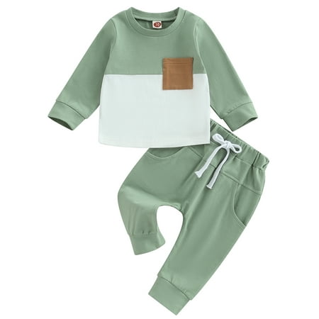 Toddler Baby Boy Fall Outfit Long Sleeve Contrast Color Sweatshirt Top and Pants Suit Cute Newborn Winter Clothes
Toddler Baby Boy Fall Outfit Long Sleeve Contrast Color Sweatshirt Top and Pants Suit Cute Newborn Winter Clothes