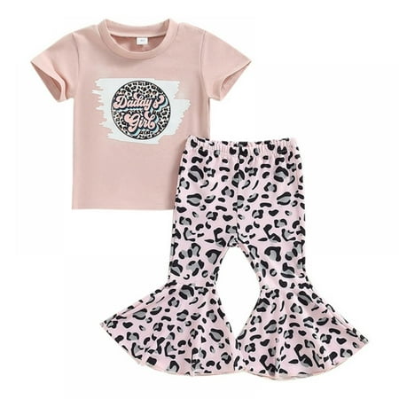 Toddler Baby Girl Outfits Print Top Bell Bottoms Clothes Set