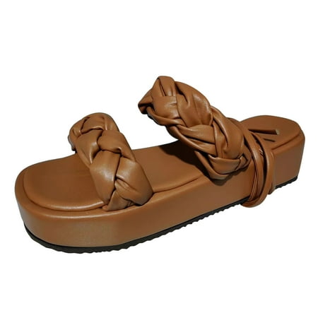 ZTTD Ladies Fashion Summer Solid Color Leather Woven Leather Ankle Strap Thick Sole Sandals Brown
ZTTD Ladies Fashion Summer Solid Color Leather Woven Leather Ankle Strap Thick Sole Sandals Brown