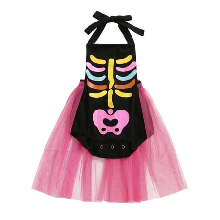 Yinyinxull Newborn Baby Girls 1st Halloween Clothes Sleeveless Romper Tulle Jumpsuit Party Bone Print Dress Colorful 6-12 Months
Yinyinxull Newborn Baby Girls 1st Halloween Clothes Sleeveless Romper Tulle Jumpsuit Party Bone Print Dress Colorful 6-12 Months