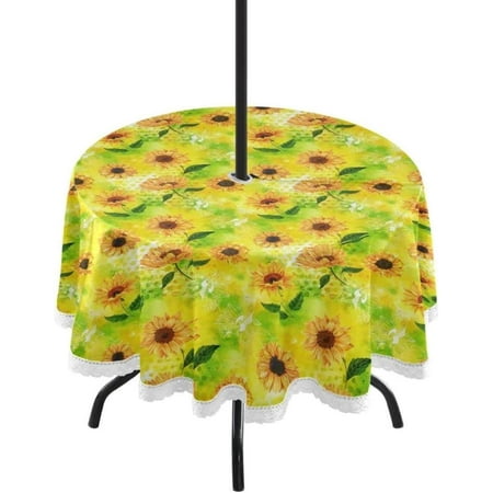Hyjoy Sunflower Outdoor Tablecloth with Umbrella Hole and Zipper Waterproof Round Tablecloth 60 Inch for Party Patio Picnic Holiday Dinner Summer
Hyjoy Sunflower Outdoor Tablecloth with Umbrella Hole and Zipper Waterproof Round Tablecloth 60 Inch for Party Patio Picnic Holiday Dinner Summer
