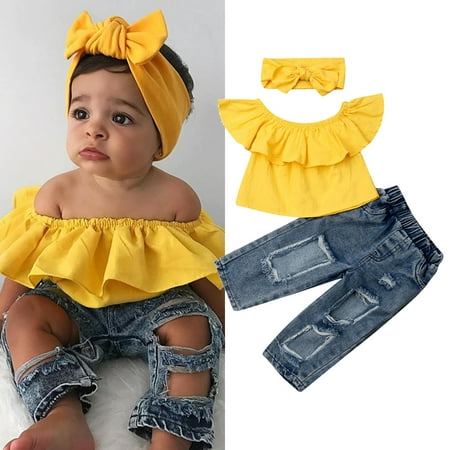 Canrulo Toddler Kids Baby Girls Summer Outfits Tops T-shirt+Denim Pants Jeans+Headband Clothes Yellow 1-2 Years
Canrulo Toddler Kids Baby Girls Summer Outfits Tops T-shirt+Denim Pants Jeans+Headband Clothes Yellow 1-2 Years