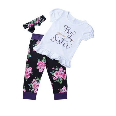 Hopiumy Big/Little Sister Matching Set Baby Girl Tops Romper Floral Pants Outfits 3PCS Clothes Age For 0-5 Years
Hopiumy Big/Little Sister Matching Set Baby Girl Tops Romper Floral Pants Outfits 3PCS Clothes Age For 0-5 Years