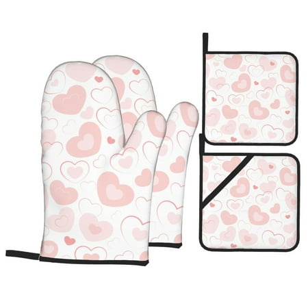 Oven Mitts and Pot Holders Set Baking 4-Piece Set for Kitchen for Outdoor BBQ Mitts Heat Resistant Cooking Pink Romantic Love Pattern
Oven Mitts and Pot Holders Set Baking 4-Piece Set for Kitchen for Outdoor BBQ Mitts Heat Resistant Cooking Pink Romantic Love Pattern