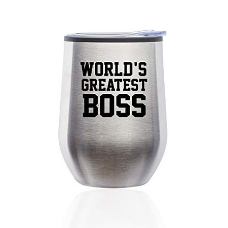 Stemless Wine Tumbler Coffee Travel Mug Glass with Lid World s Greatest Boss (Silver)
Stemless Wine Tumbler Coffee Travel Mug Glass with Lid World s Greatest Boss (Silver)