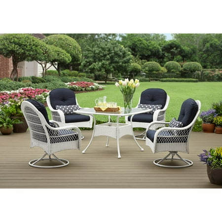 Better Homes and Gardens Azalea Ridge 5-Piece Patio Dining Set, White, Seats 4