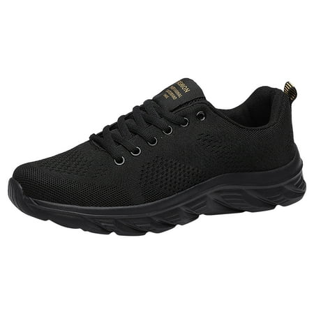 

KaLI_store Sneakers for Men Mens Slip On Walking Shoes Lightweight Breathable Non Slip Running Shoes Black 10