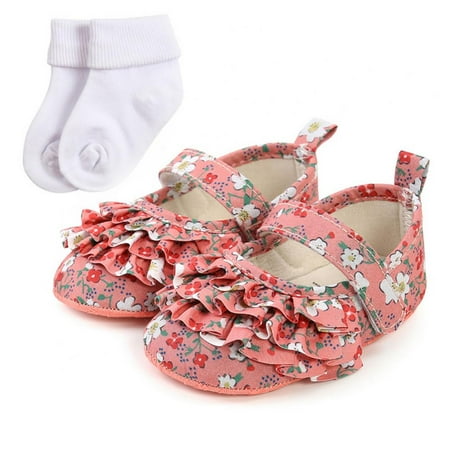 Baby Girls Mary Jane Flats Infant Cute Floral Print Shoes Newborn Princess Dress Wedding Ruffled Shoes Toddler First Walkers with Socks 0-18M
Baby Girls Mary Jane Flats Infant Cute Floral Print Shoes Newborn Princess Dress Wedding Ruffled Shoes Toddler First Walkers with Socks 0-18M