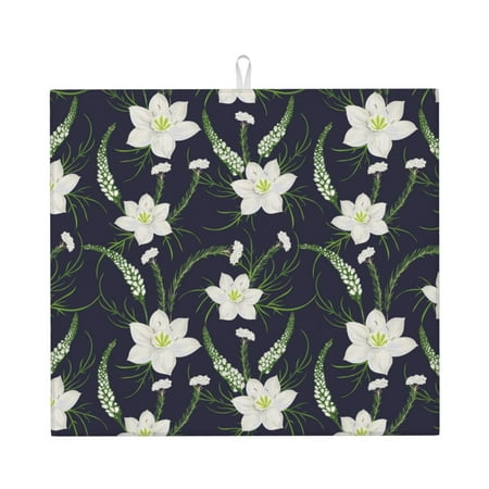 Dish Drying Mats for Kitchen Counter - Lilies Flowers Pine Green 16x18In Anti-Slip Absorbent Microfiber Drying Mat for Kitchen Counter Mat Dish Rack Mat with Hanging Loop
Dish Drying Mats for Kitchen Counter - Lilies Flowers Pine Green 16x18In Anti-Slip Absorbent Microfiber Drying Mat for Kitchen Counter Mat Dish Rack Mat with Hanging Loop