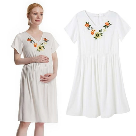 AIEOTT Pregnant Mother V-Neck Short Sleeve Dress Solid Color Embroidered Dress Maternity Dress Maternity Clothes
AIEOTT Pregnant Mother V-Neck Short Sleeve Dress Solid Color Embroidered Dress Maternity Dress Maternity Clothes