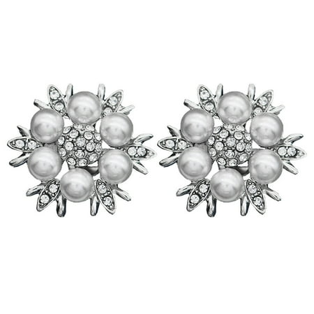 1 Pair Girl Rhinestone Pearl Shoe Buckles High Heeled Shoes DIY Ornaments