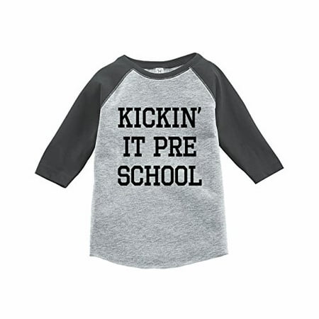 7 ate 9 Apparel Funny Kids Preschool Baseball Tee Grey