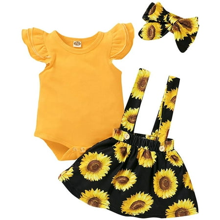 Newborn Baby Girls Sunflower Outfit Ruffle Short Sleeve Romper Tops+Suspender Skirt+Headband 3PCS Infant Clothing Set
Newborn Baby Girls Sunflower Outfit Ruffle Short Sleeve Romper Tops+Suspender Skirt+Headband 3PCS Infant Clothing Set