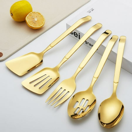 5 Pcs Kitchen Accessories Gold Full Tableware Stainless Steel Dinnerware Set Large Serving Spoon Set Dining Table Set Cutlery Set GOLD
5 Pcs Kitchen Accessories Gold Full Tableware Stainless Steel Dinnerware Set Large Serving Spoon Set Dining Table Set Cutlery Set GOLD