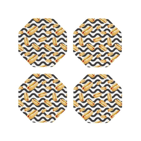Leather Coasters Set of 4 - Hot Dog Print Wave Black Lightweight Non-Slip Drink Coasters for Desk Anti-Scalding Desk Cup Coasters for Office Table Decor Octagon
Leather Coasters Set of 4 - Hot Dog Print Wave Black Lightweight Non-Slip Drink Coasters for Desk Anti-Scalding Desk Cup Coasters for Office Table Decor Octagon