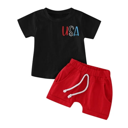 Baby Boy Outfits independence Day 4 of July Short Sleeve Letter Prints T-Shirt Shorts Suits for Kids Boys
Baby Boy Outfits independence Day 4 of July Short Sleeve Letter Prints T-Shirt Shorts Suits for Kids Boys