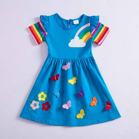WHLBF Summer Girls Dress Pure Cotton Rainbow Fabric Flower Embroidered Dress Blue 3-4 Years(3-4 Years)
WHLBF Summer Girls Dress Pure Cotton Rainbow Fabric Flower Embroidered Dress Blue 3-4 Years(3-4 Years)