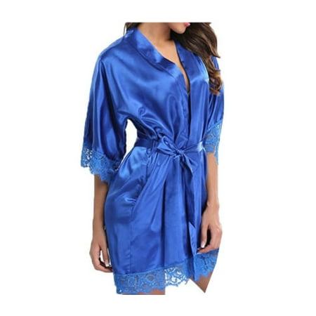 Lace Silk Robe With Belt Women Short Satin Bathrobe Sleepwear Elegant Half Sleeve V-neck Pajamas
Lace Silk Robe With Belt Women Short Satin Bathrobe Sleepwear Elegant Half Sleeve V-neck Pajamas