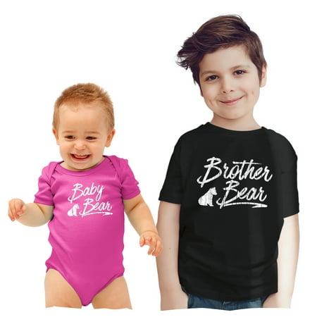 Texas Tees Bear Onesie Brother Bear Shirt Big Brother Bear/Little Sister
