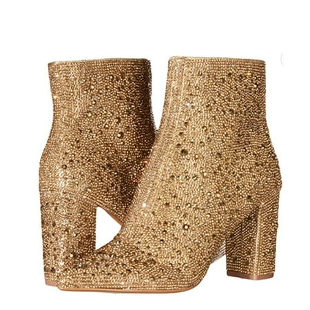 Earlde Womens Cady Embellished Ankle Boots Gold