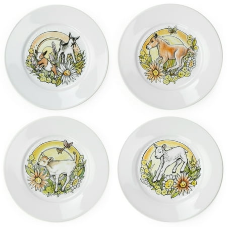 Everything Kitchens 7.5 Dessert Plates (Set of 4) | Barnyard Baby Animals