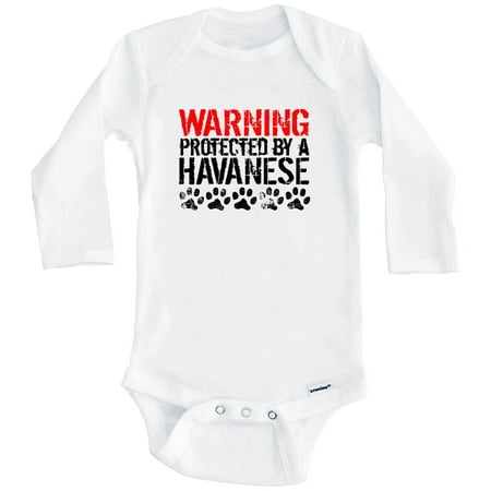 Warning Protected By A Havanese Funny One Piece Baby Bodysuit Funny Dog Baby Bodysuit (Long Sleeve) 6-9 Months White
Warning Protected By A Havanese Funny One Piece Baby Bodysuit Funny Dog Baby Bodysuit (Long Sleeve) 6-9 Months White