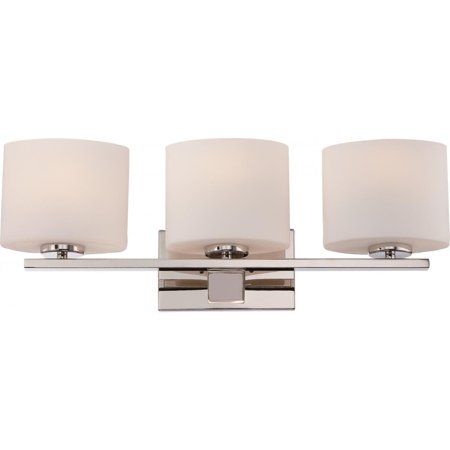 3-Light Vanity Fixture with Etched Opal in Polished Nickel