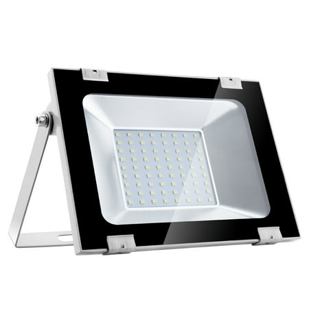 50W 110V Ultra Thin LED Flood Light with Bracket IP65 Waterprooof Outdoor Garden Yard Lanscape Lamp Color:50W Cold White