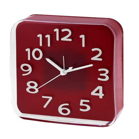 Clear Plastic Coated Arabic Number Marking Dial Red Wall Desk Alarm Clock