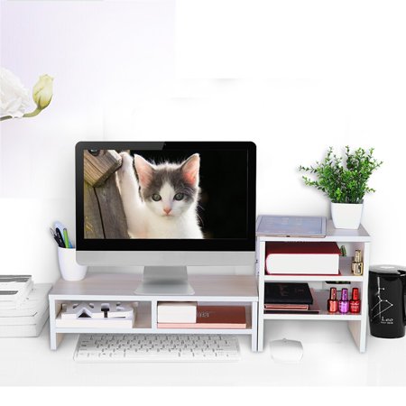 Monitor Stand Riser Keyboard Storage Rack With 3-Tier Desktop Storage Organizer
