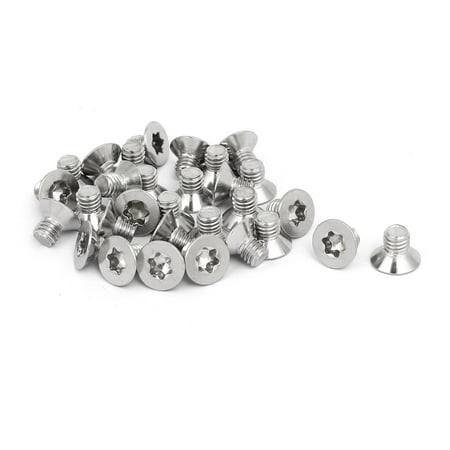 M6x8mm 304 Stainless Steel Flat Head Torx Machine Screws Fastener 30pcs