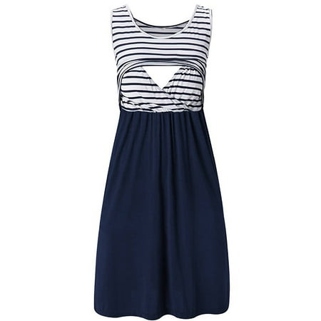 QELUSQELUS Women Breastfeeding Pullover Sleeveless Striped Leisure Maternity Nursing Tank Dress
QELUSQELUS Women Breastfeeding Pullover Sleeveless Striped Leisure Maternity Nursing Tank Dress