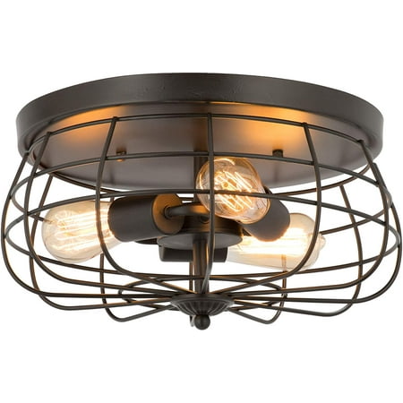 FAFIAR 3-Lights Flush Mount Ceiling Light Fixture Black Metal Cage Modern Bedroom Ceiling Lights
FAFIAR 3-Lights Flush Mount Ceiling Light Fixture Black Metal Cage Modern Bedroom Ceiling Lights