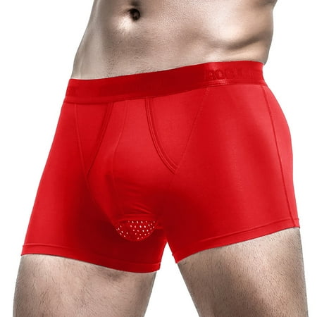 

Gubotare Mens Boxer Briefs Men s Breathable Underwear Cotton Bikini Briefs No Fly Wide Waistband Underpants Low Rise Brief Red 3XL