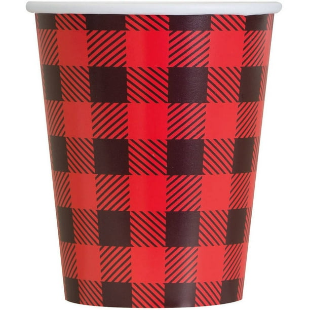9oz Paper Buffalo Plaid Lumberjack Cups, 8ct
