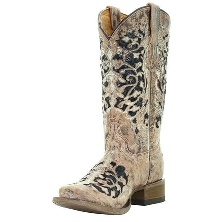Corral Boots Boys T0042 Kids Corral Black Glitter Inlay Boot 5 NA Bronze