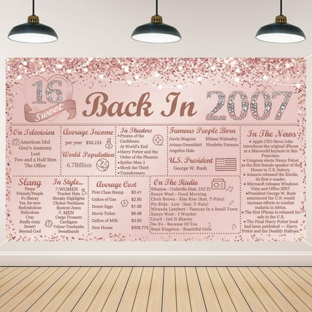 Vlipoeasn Sweet 16 Birthday Decorations for Girls Rose Gold Glitter Back in 2007 Birthday Backdrop
Vlipoeasn Sweet 16 Birthday Decorations for Girls Rose Gold Glitter Back in 2007 Birthday Backdrop
