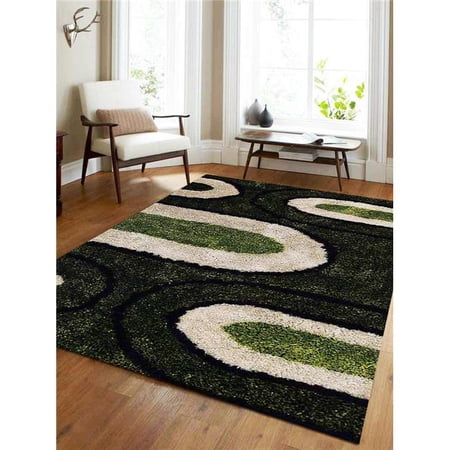 8 x 10 ft. Contemporary Hand Tufted Polyester Area Rug, Green & Beige