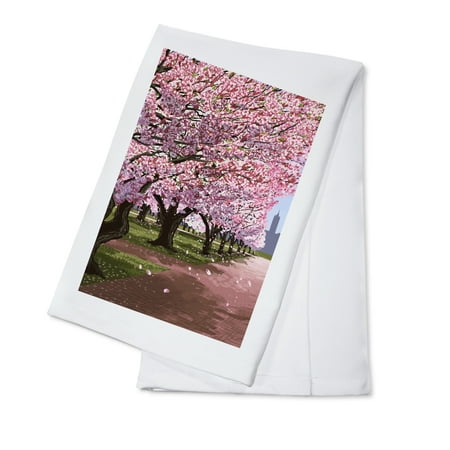 Campus Cherry Blossoms (100% Cotton Tea Towel Decorative Hand Towel Kitchen and Home)