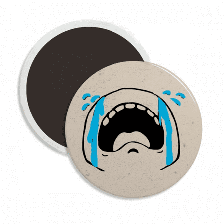 Cry Loudly Black Happy Pattern Round Ceracs Fridge Magnet Keepsake Decoration
