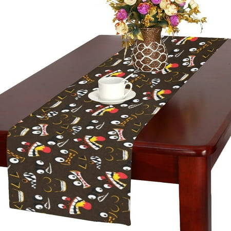 MYPOP Ghost Faces Halloween Cotton Linen Table Runner 16x72 Inches