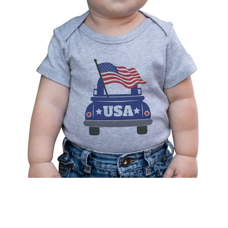 7 ate 9 Apparel Kids Patriotic 4th of July Outfit - USA Truck American Flag Grey Onepiece 6-12 Months
7 ate 9 Apparel Kids Patriotic 4th of July Outfit - USA Truck American Flag Grey Onepiece 6-12 Months